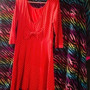 Red polka dot skater dress